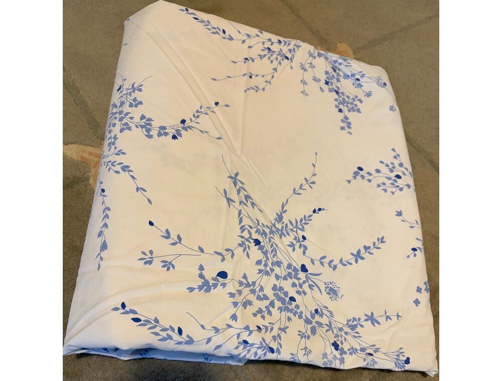 D. Porthault Fleurs du Vent Blue King Flat Sheet 100% Cotton Luxury French Linen
